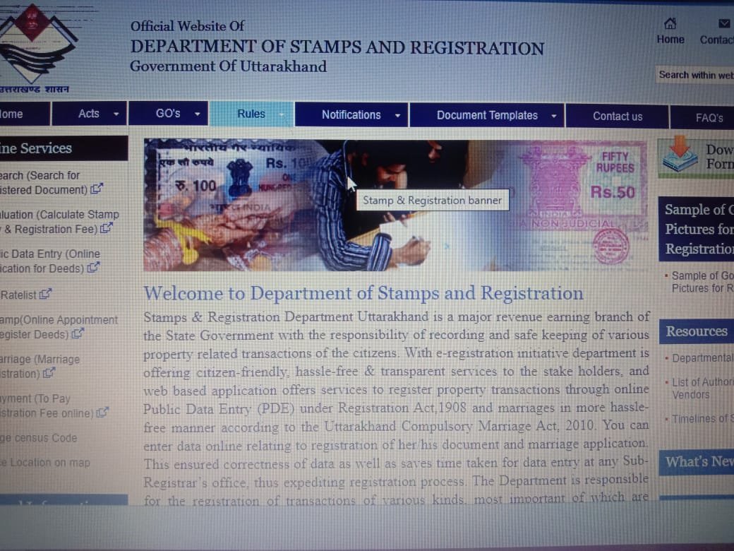 DEPARTMENT OF STAMPS AND REGISTRATION